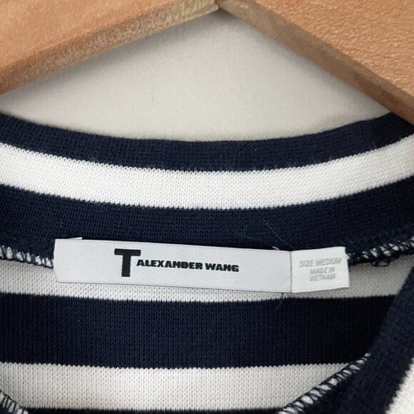 T by Alexander Wang Compact Engineer Stripe Short Sleeve Dress Size Medium - Picture 3 of 5